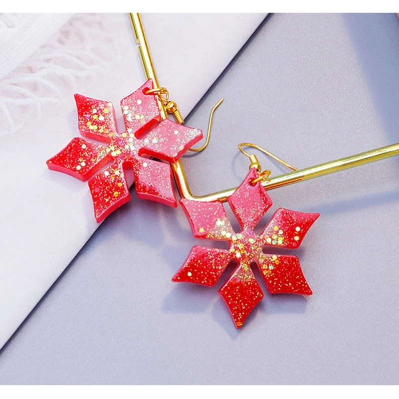 Christmas Earrings Mold Epoxy Resin Silicone Molds DIYs Snowflake Pendant Earring Mold Keychain Epoxy Resin Jewelry Tool