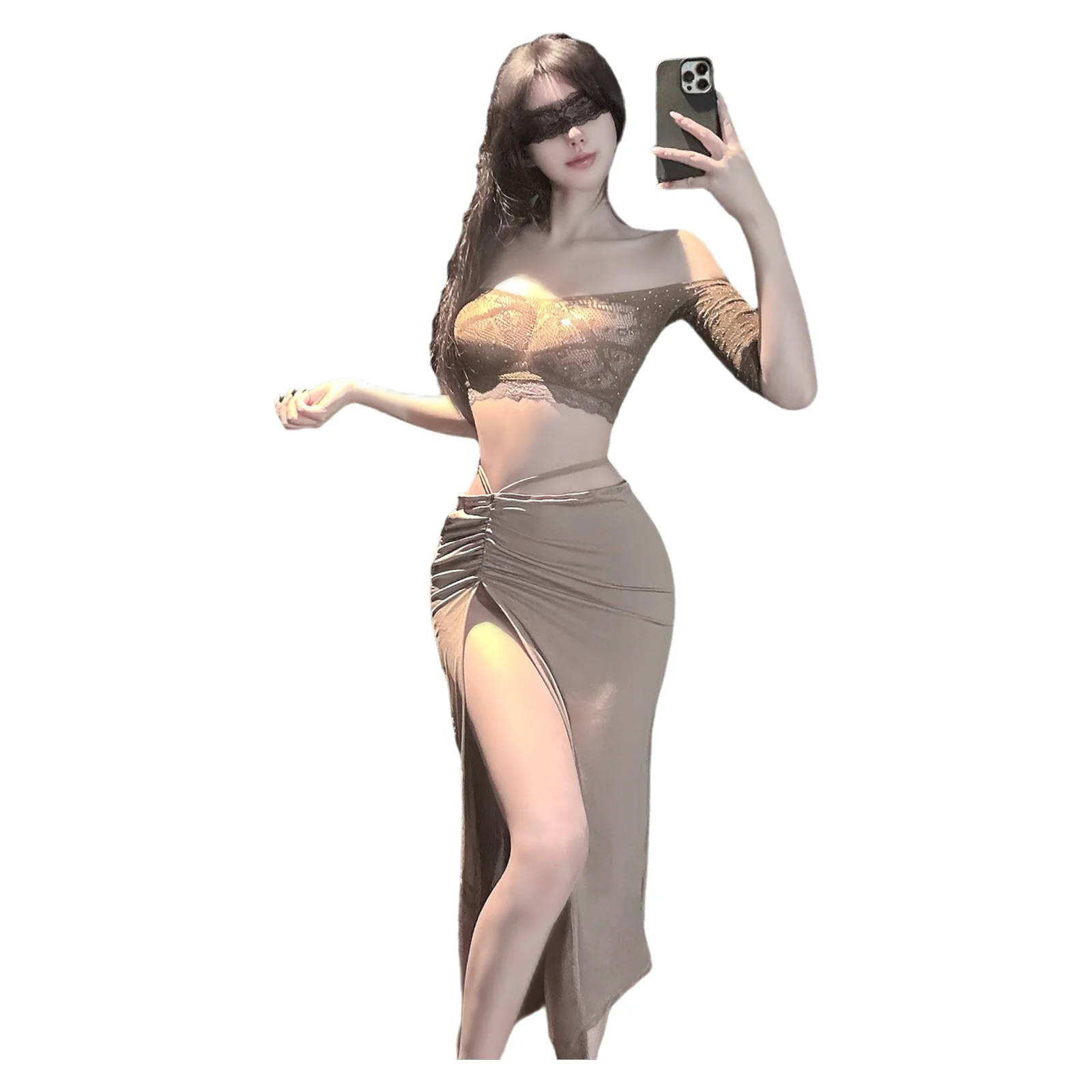 

Women's Sexy With A High-end Alluring And Playful Shimmering Strapless Sexy Solid Color Transparent Pure Desire Dress Charm ZRBH