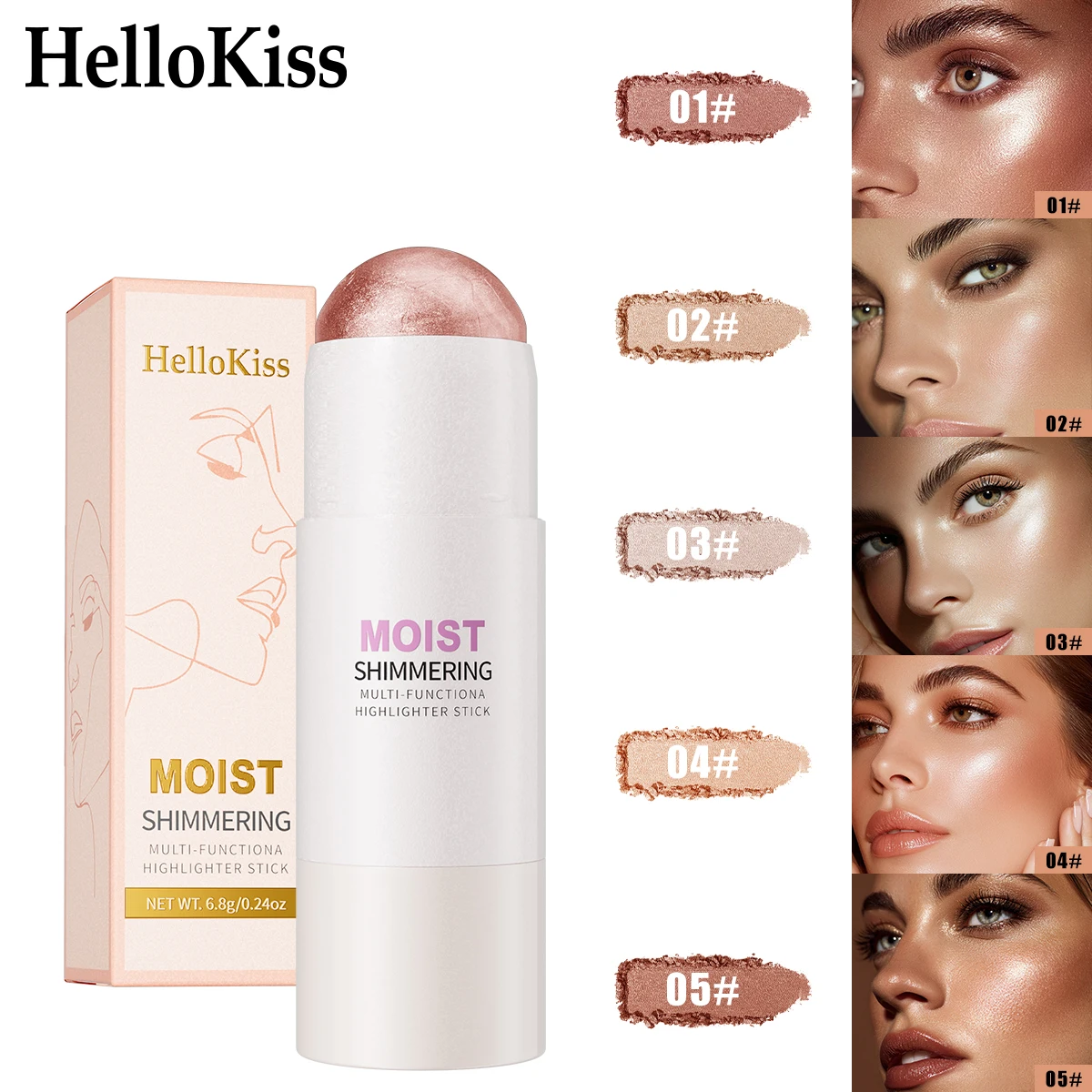 5 colori 3D viso illuminare evidenziatore bar cosmetico contorno viso bronzer luccichio evidenziatore stick correttore crema strumento di trucco