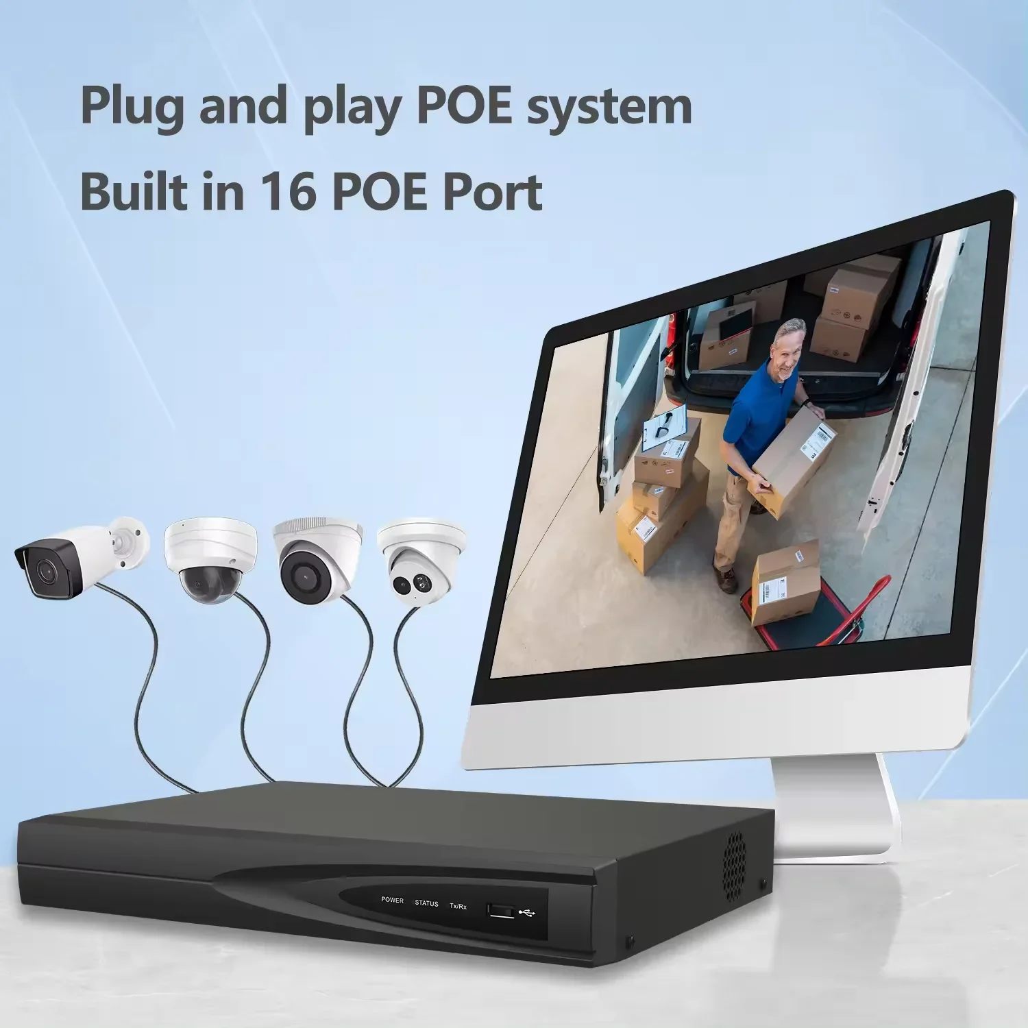 HK OEM 12MP 8CH 8POE puertos H265 + 1 interfaces SATA 8TB capacidad 24/7 grabación AI detección de movimiento grabadora de vídeo en red
