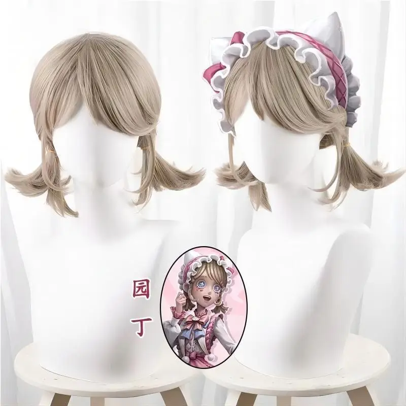 Identity V Collab Emma Woods Gardener Cosplay Wig and Cap Anime Game Roleplay Wigs Party Costume Prop Synthetic Hair