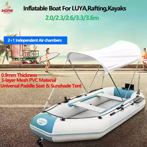 2.0~3.6m Inflatable Boat Air Deck Set 2+1 Air Chamber 0.9mm Thickened PVC 3-layer Mesh Wear Resistance Kayaks LUYA Fishing Boat