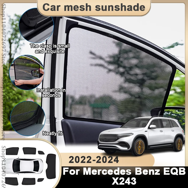 For Mercedes Benz EQB X243 2022 2023 2024 Magnetic Car Sunshade Windshield Sunshade Cover Protector Front Side Window Privacy