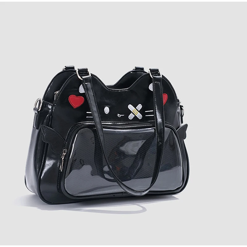 Umhängetasche, Katzenförmige Ita-Tasche mit transparentem Sichtfenster für Abzeichen, Pins und Puppen, leichte, niedliche Mode-Rucksäcke – Detail 22