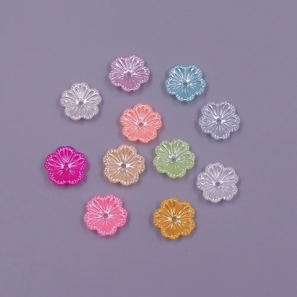 Perles en résine ABS en forme de fleur, demi-rondes, perles plates, bijoux à bricoler soi-même, décoration de scrapbooking, 13mm, 100 pièces