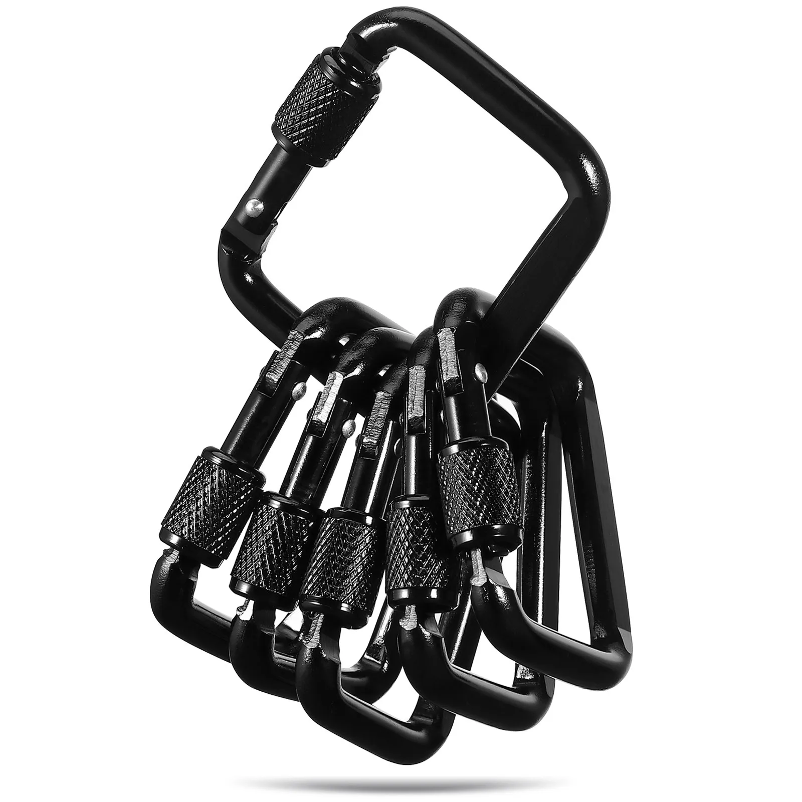 

6Pcs Threaded Locking Square Carabiner Clip Heavy Duty Metal Keychain Clip for Keys Outdoor Camping Hiking Small Carabiner Clips