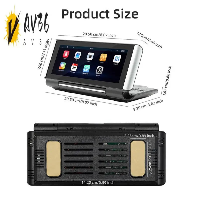 

AV36-6.86Inch Car Portable Adjustable Flip Screen Car Wireless Carplay Android Auto Touch Navigation Screen
