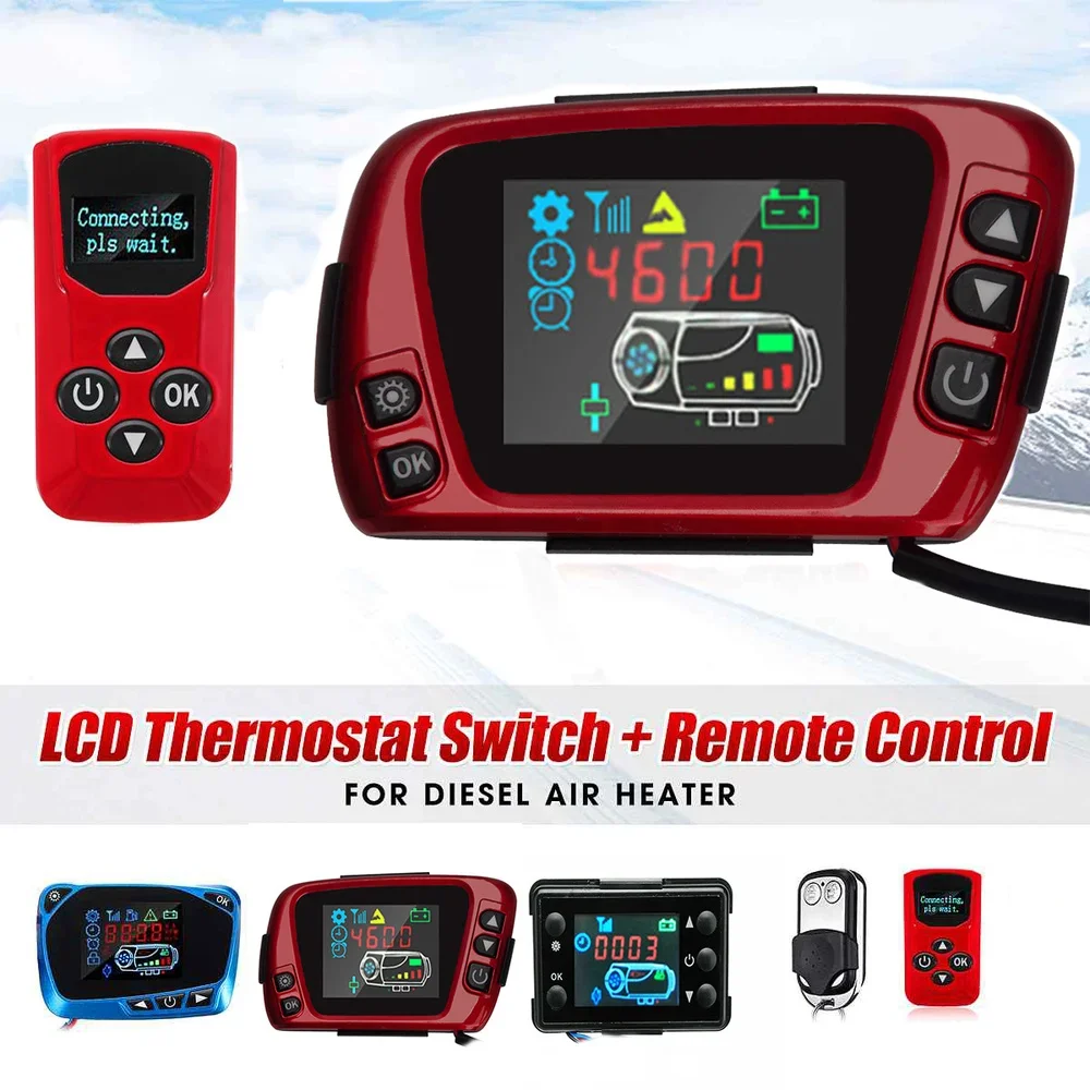 

12V/24V LCD Display Thermostat Monitor Switch+Remote Controller Accessories For 5kw/8kw Car Heater Car Parking Diesel Heater