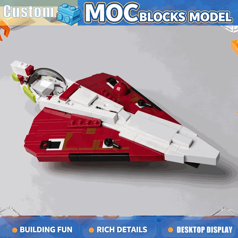268PCS Red Space Fighter Jet Starfighter Model Building Blocks MOC Creative DIY Assembly Educational Toy Collection Display Gift