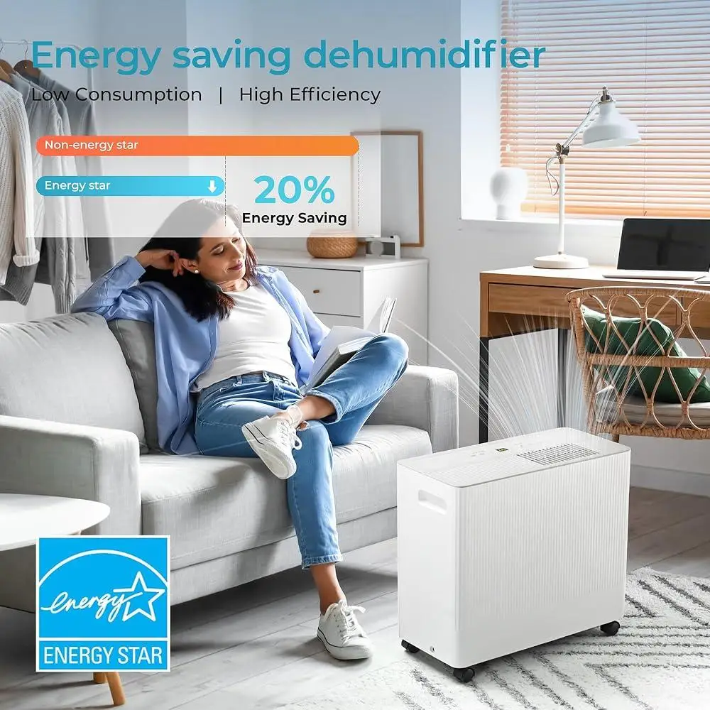 4500 Sq Ft Energy Star Dehumidifier 50 Pint 110 Pint with Drain Hose Automatic Shutoff Timer Intelligent Control Home Basement