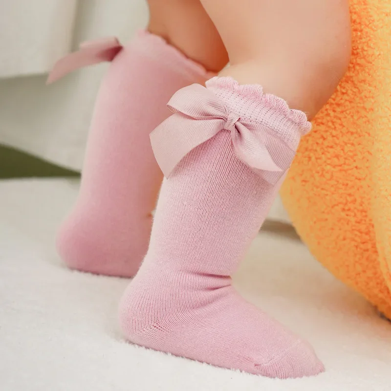 Baby Stuff Newborn Girl Princess Socks Infant Knee High Stockings Bow Children Kids Girls Fall Winter Cotton Mid-tube Socks