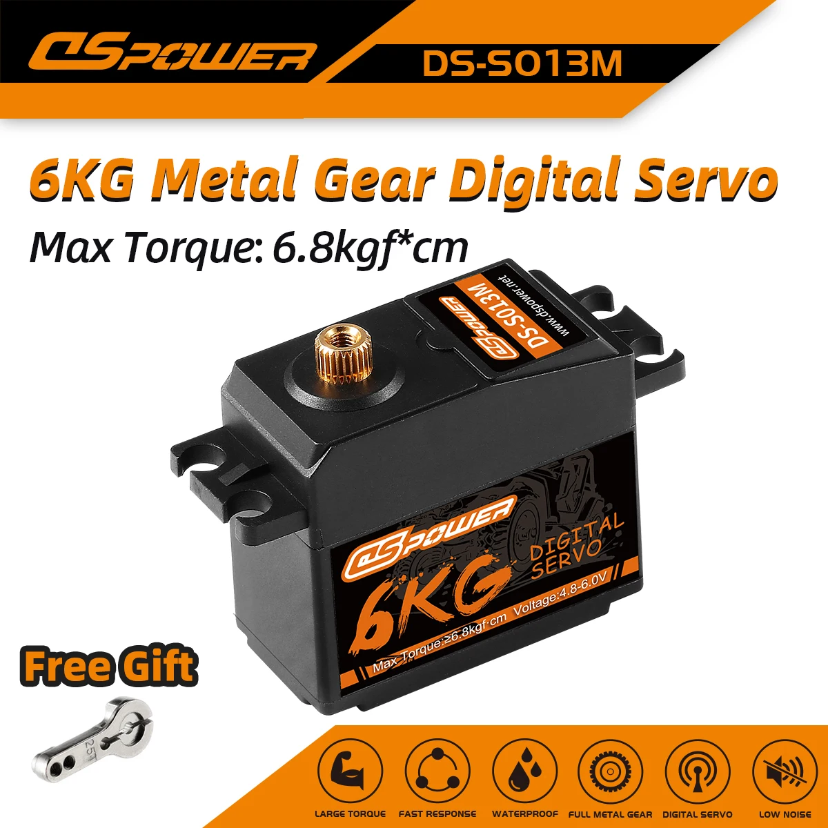 DSpower 6KG Metal Gear Digital Servos Waterproof for 1/10 RC Car Helicopter Boat Plane Wltoys HSP Trx Scx10 mn99s mn86 12428