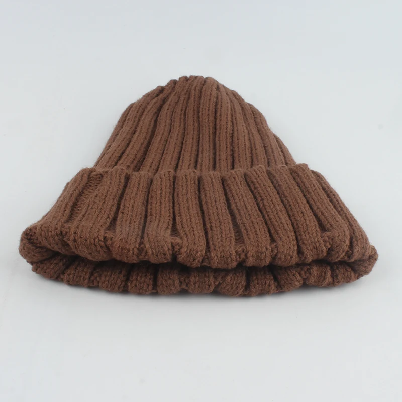 Gorro de punto suave para hombre y mujer, gorro cálido de Hip Hop, de Color sólido, para Otoño e Invierno