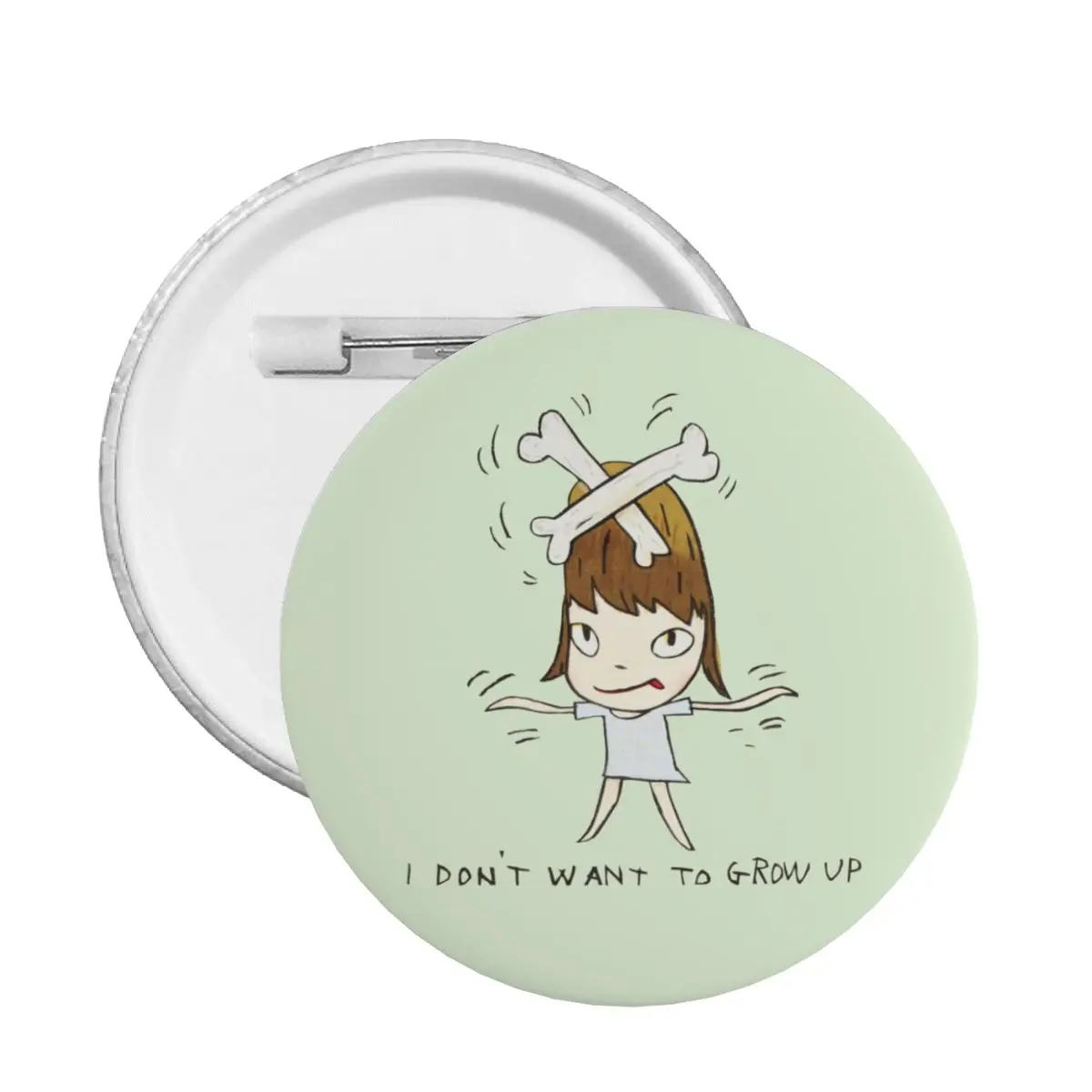 Yoshitomo Nara I Dont Want To Grow Up Soft Button Pin Custom Novelty Pinback Badge Brooch Girlfriend Gift