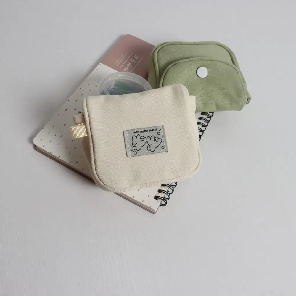 

Solid Color Mini Canvas Bag Multi-functional Zipper and Buckle Closure Portable Coin Purse Hand-Washable Lightweight
