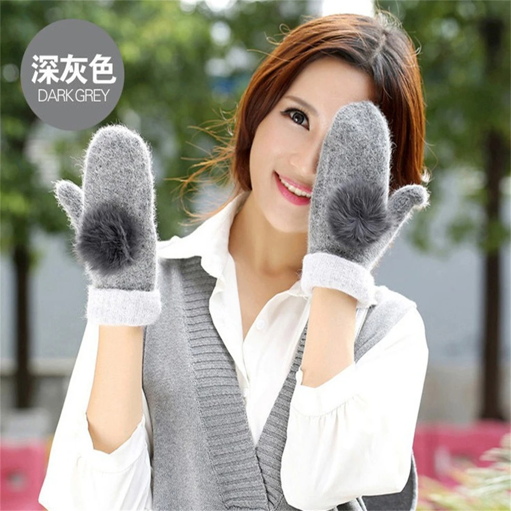 season ms arm set of super thick warm gloves wool rabbit hair ball double thickening refers to the knitting gloves, HX-062