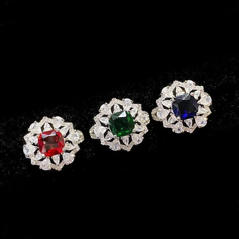 

MDL Moissanite Style New Europe And The United States Ring Color Treasure Ruby Straight Emerald Vintage Opening