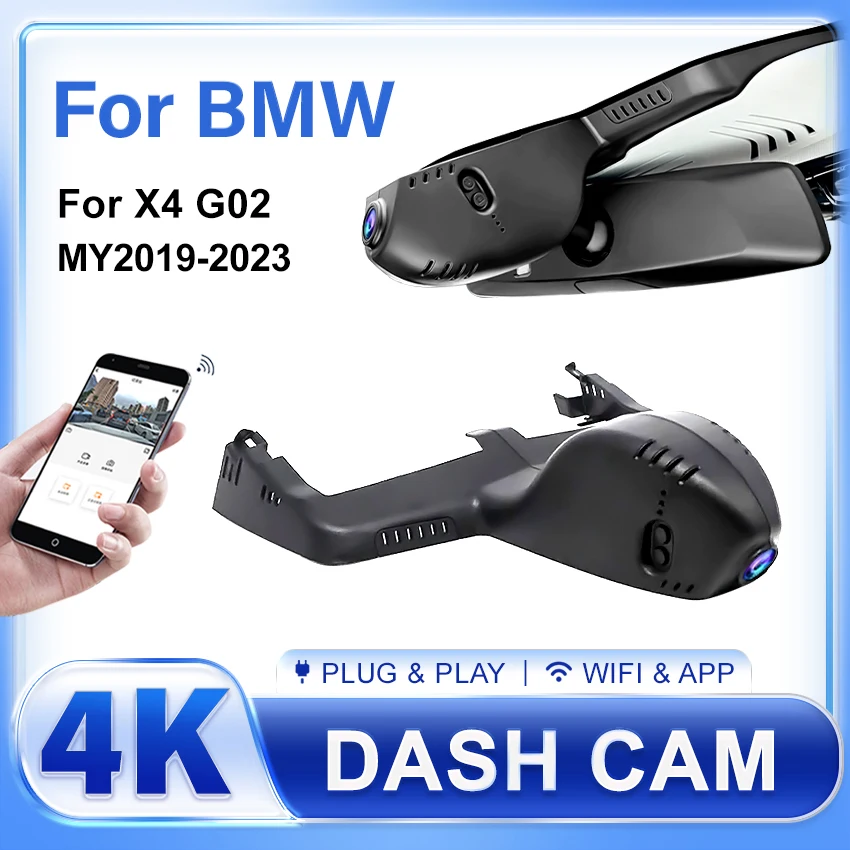 

Видеорегистратор для BMW X4 G02 2019 2020 2021 2022 2023, Plug and Play 4K DashCam для автомобильной камеры OEM Style Автомобильный видеорегистратор WIFI APP Control