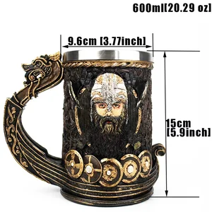 Viking Mug Collection 304 Edelstahleinfügung, Entenbill -Tank -Bierharz, Kaffeetassen, Halloween -Tasse, Freunde, 600 ml 10 Hauptverkaufs -Viking -Becher Esca - №5