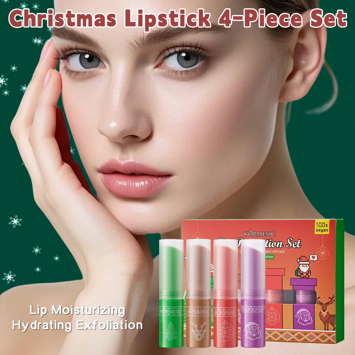 عيد الميلاد طبعة محدودة بلسم الشفاه النباتي الطبيعي هدية صندوق ترطيب المضادة للتشققات والتجاعيد الحرة أحمر الشفاه التمهيدي اثنين في واحد #1