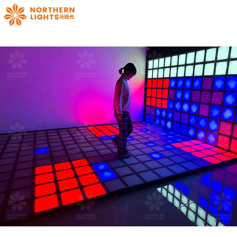 Sports Entertainment Grid Machine Luxury Light Sensitive Dance Floor Tiles Interactive LED Floor