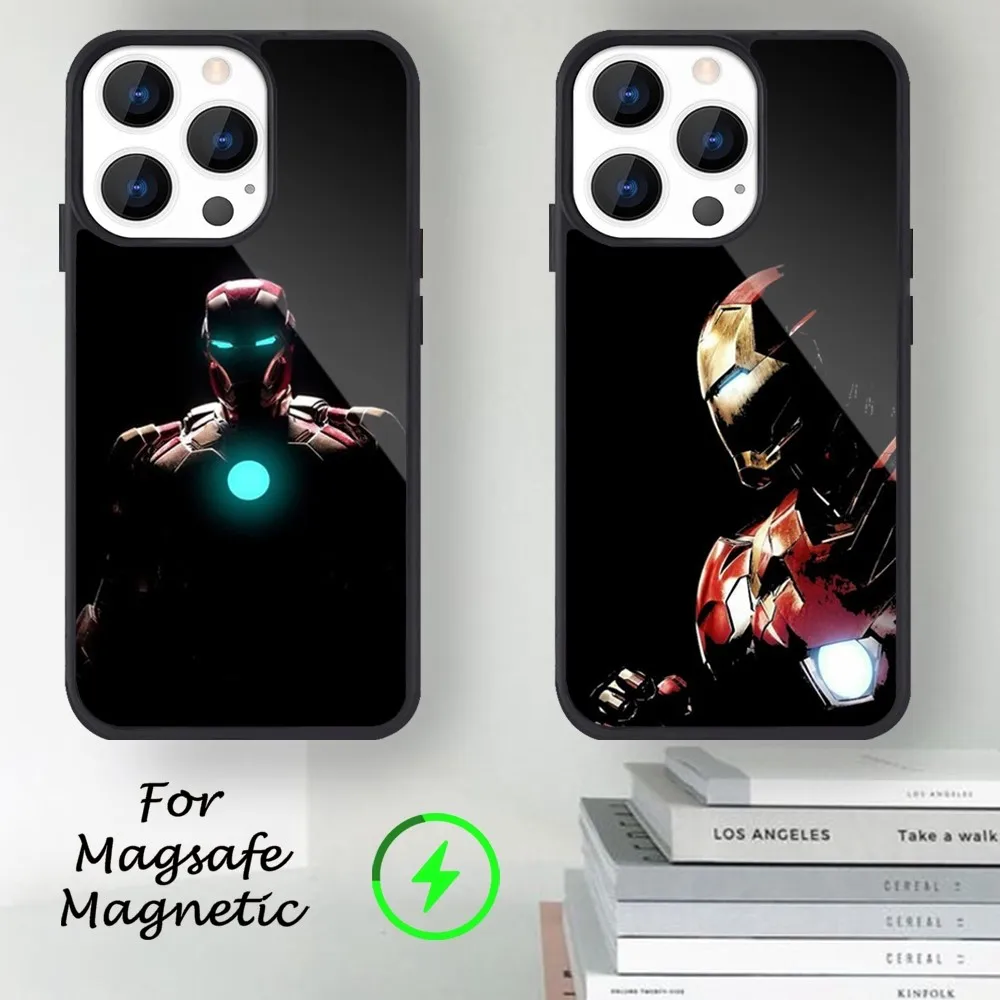 MINISO Disney I-Iron Man Phone Case For iPhone 14 13 12 11 15 Pro Max Magsafe Magnetic