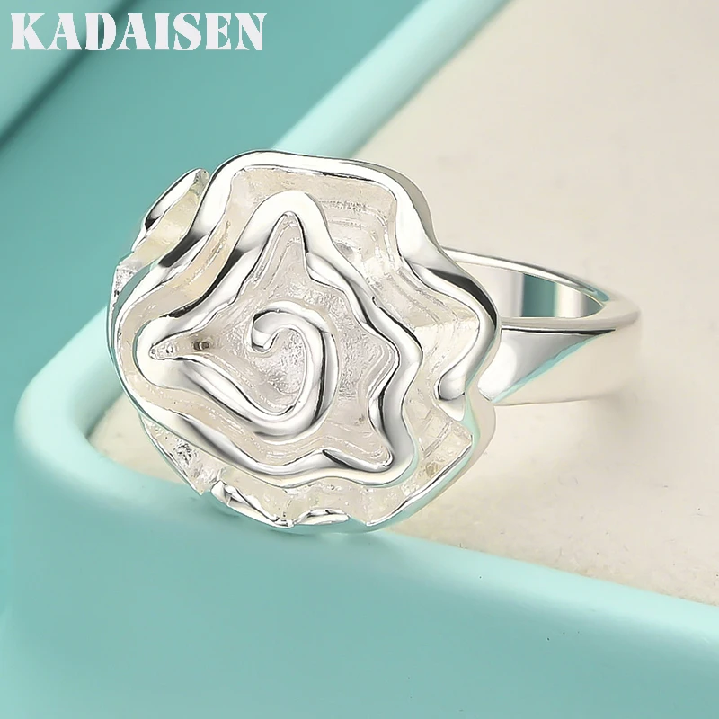 Joyería de plata de ley 925, anillos de dedo con flor rosa para mujer, talla 7, 8, 9, moda para fiesta de boda, regalos navideños para niñas