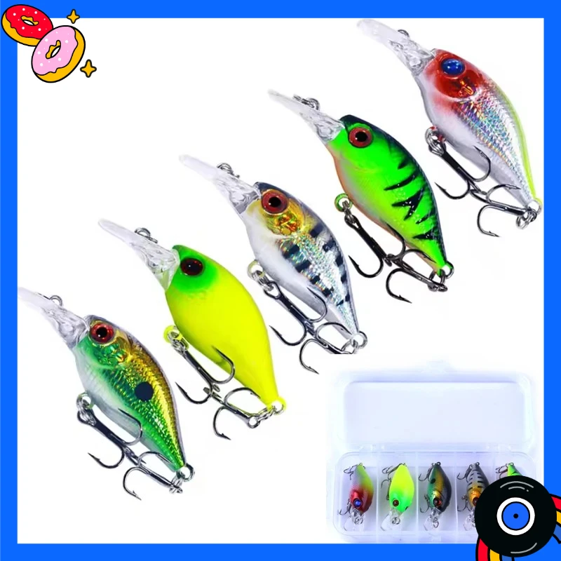 5Pcs Crankbait Rock Fish Bass Fishing Lure Set 4.4g 5cm Artificial Baits Topwater Crank Wobblers For Pike Crankbaits Fishing