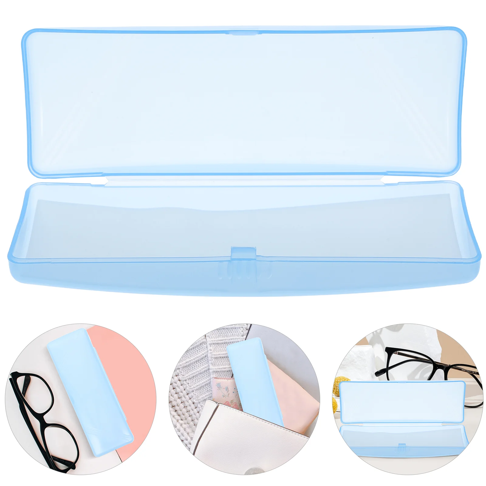 

5pcs Portable Plastic Eyeglasses Box Anti-pressure Glasses Case Transparent Sunglasse Protectors for Man Woman (Sky-blue)