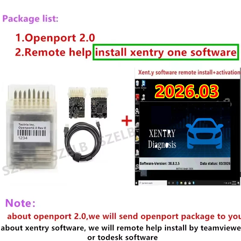 2026.03 Xentry Passthru Vollständige Software + Openport 2.0 ECU Chip-Tuning-Tool für Be/nz Diagnose-Software mit Ferninstallation
