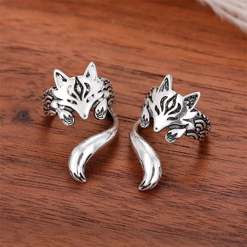 Women's Antique Silver Fox Shape Clip Earrings, Statement Jewelry