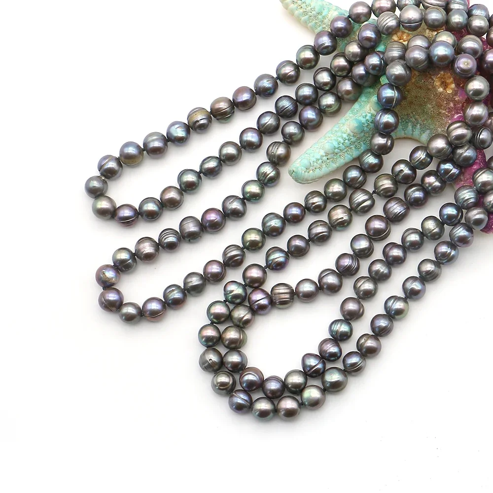 Character Creative Natural Freshwater Black Twisted Round Baroque Pearl Necklace Jewelry Accessories Party Banquet Decorations