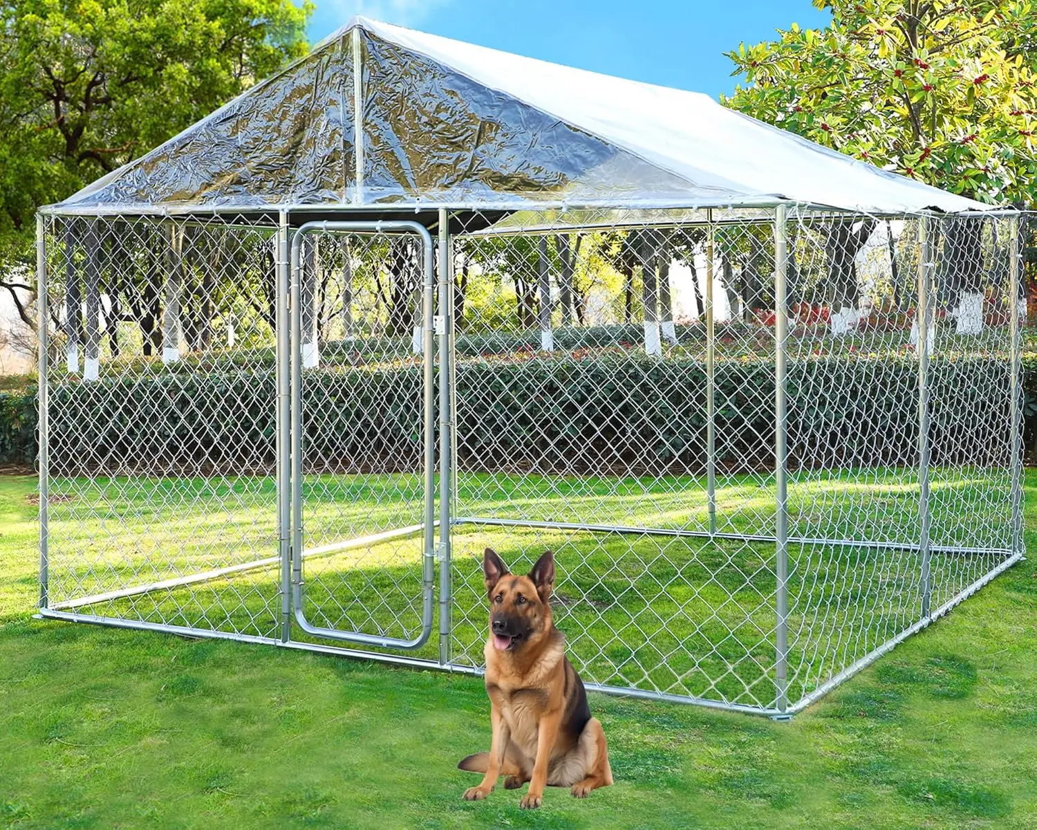 

Усиленный уличный вольер для собак 10x10 футов, водонепроницаемый, для больших собак, с ограждением для двора и заднего сада