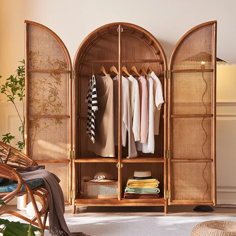 CX double door bedroom locker B & B antique breathable full rattan wardrobe