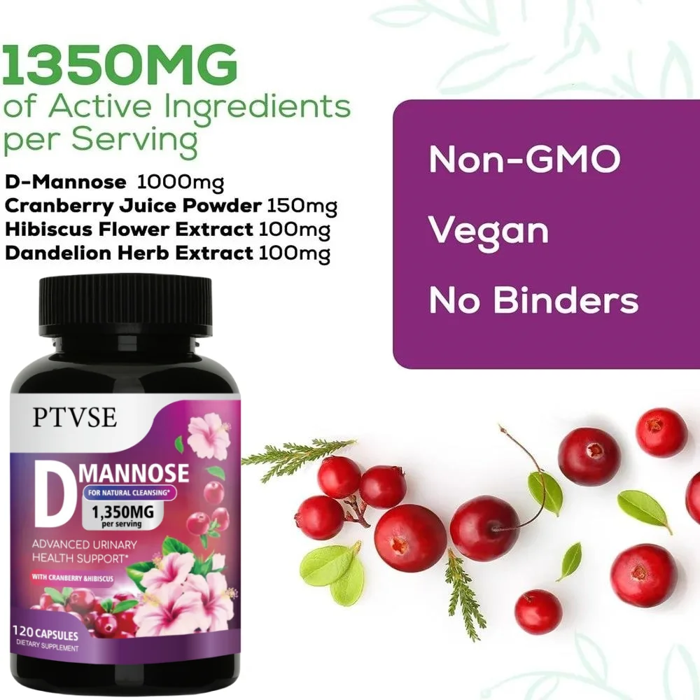 D-Mannose - Urinary Tract UT Cleanse & Bladder Health - Made with Cranberry, Hibiscus & Dandelion Root