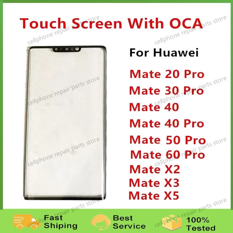 Outer Screen For Huawei Mate 60 Pro X5 X3 50 40 30 20 X2 Touch Panel LCD Display Front Glass Cover Repair Replace Parts + OCA