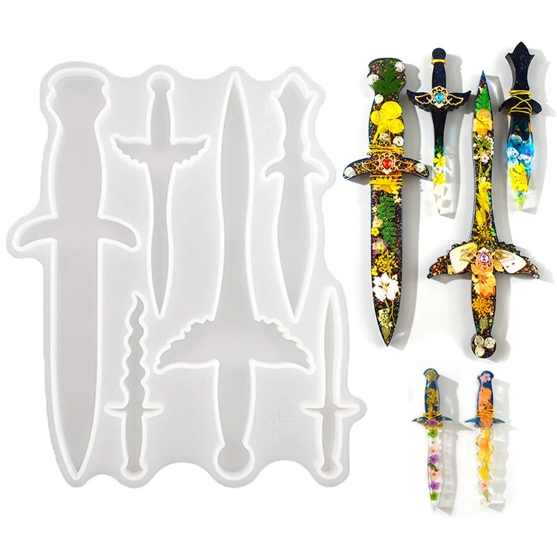 

Dagger Crystal Epoxy Resin Mold Sword Cutter Knife Pendant Silicone Mould DIY Crafts Jewelry Casting Tool