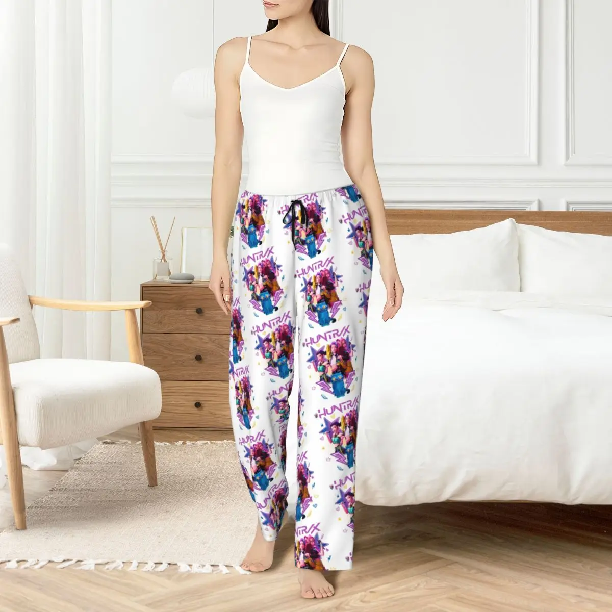 

Custom Printed K-KPop D-Demon H-Hunters Poster Pajama Pants for Women Anime Cartoon Sleep Sleepwear Bottoms with Pockets