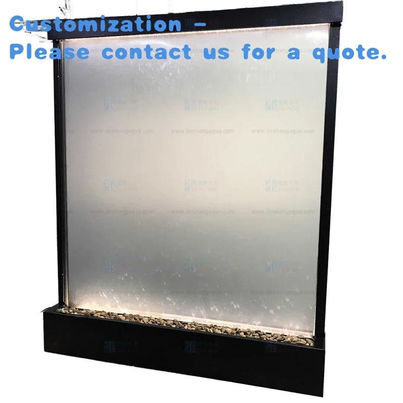

custom.2.High 1.8m Wide Indoor Waterfall Fountains Contemporary Wall Black Powder Coated Frame Stainless Garden Ornamen