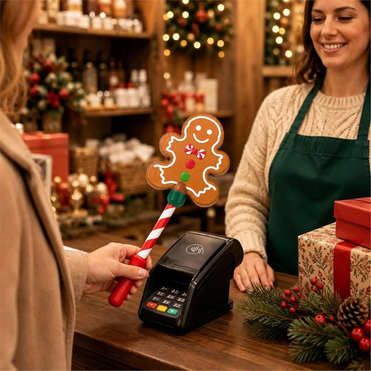 3D Printed Wand Click Payment Gingerbread Man CreditCard Wand Non-Contact Clip Payment Wand for Debit Cards