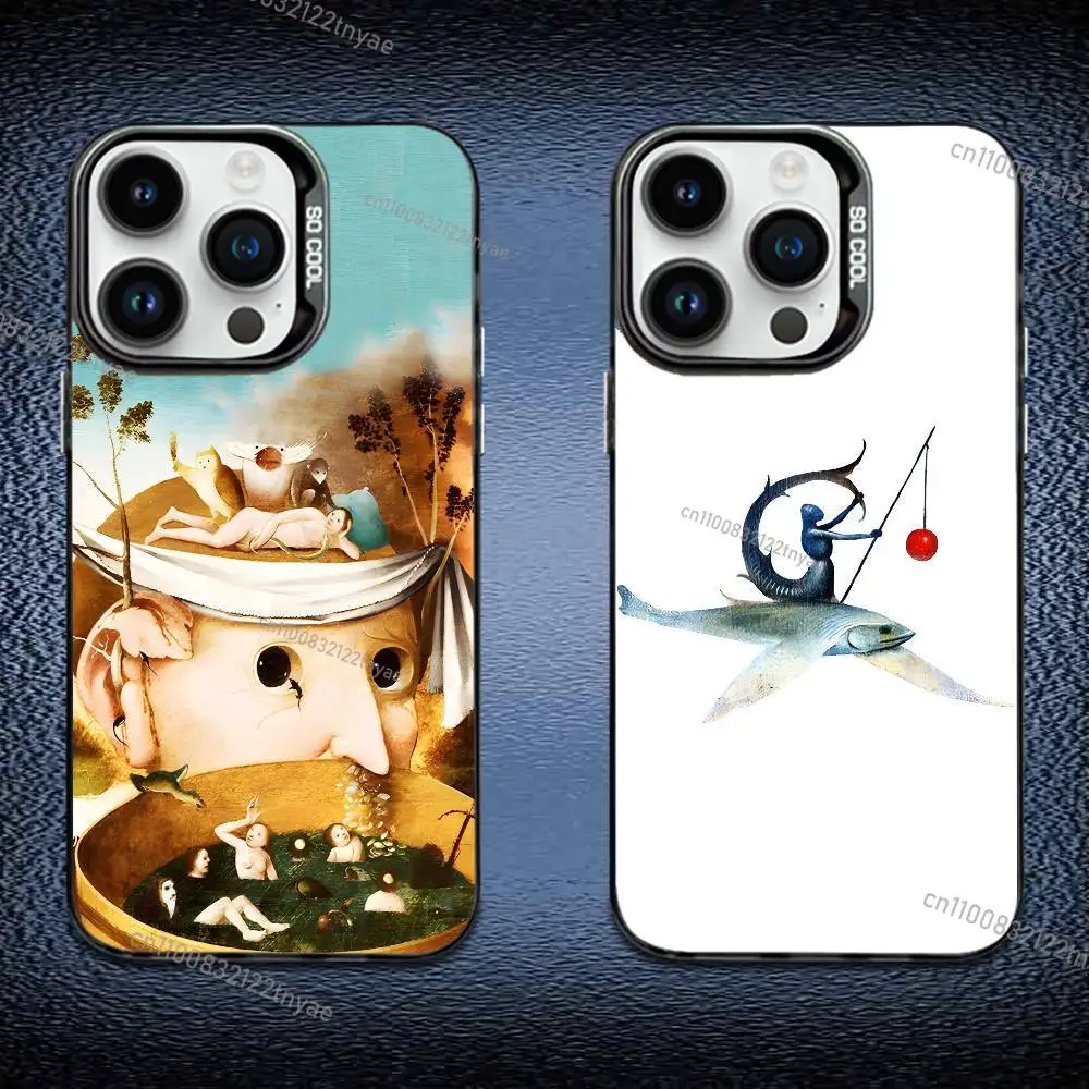 

Hieronymus Bosch Art Painting Phone Case IMD For IPhone 17,16,15,14,13,12,11 Pro Max Plus Color Silver Black Cover