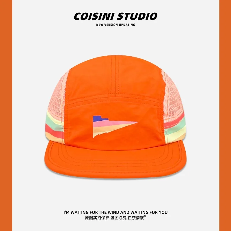 

New Outdoor Contrasting Flat Brim Quick-drying Hat for Men and Women Summer Mesh Hiking Sunshade Breathable Baseball Cap
