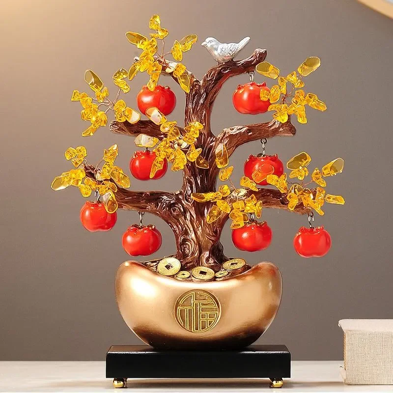 for Fortune Tree Cash Cow Gold Ingot New Chinese Ornaments Office Front Desk Wine Cabinet Decoration Housewarming Opening