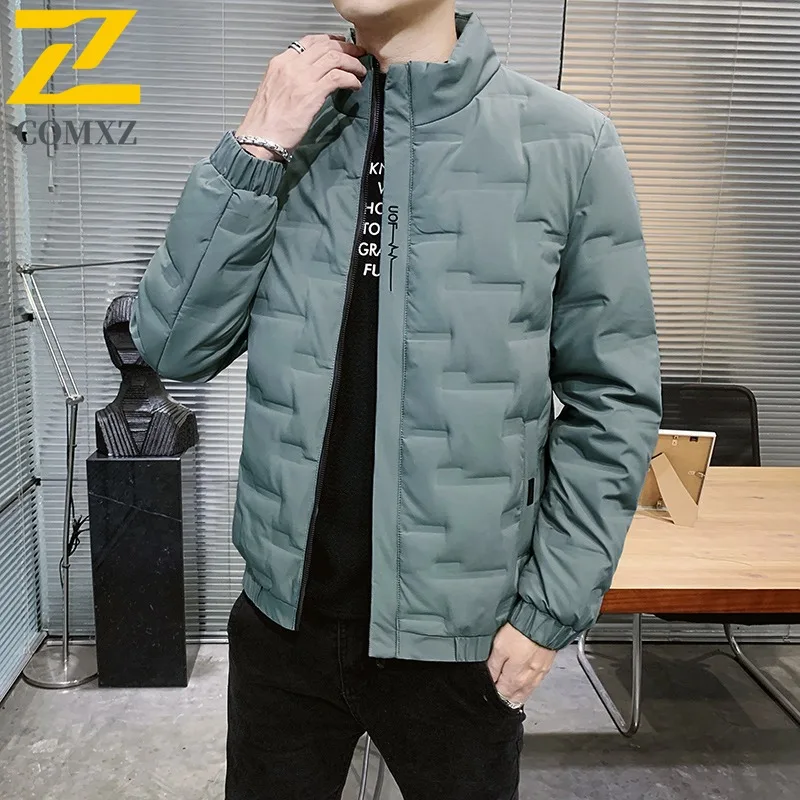 COMXZ Down Jacket Thickened Windproof Warm Stand Collar Outdoor Skiing Puffer Jacket Street Versatile Winter Jacket Men Clothing