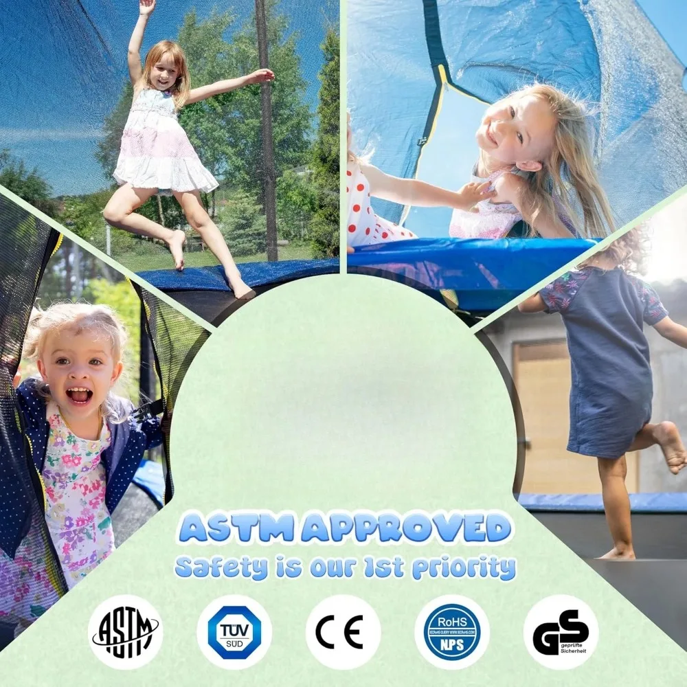 8FT Outdoor Recreational Trampoline with Safety Enclosure Net, Anti-Rust Frame Construction, Customized view 5