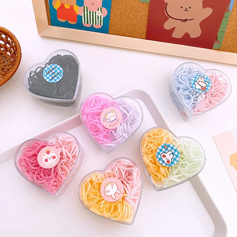 250pcs Girls Colourful Disposable Rubber Band Hair Ties Headband Children Ponytail Holder Bands Kids Hair Accessories