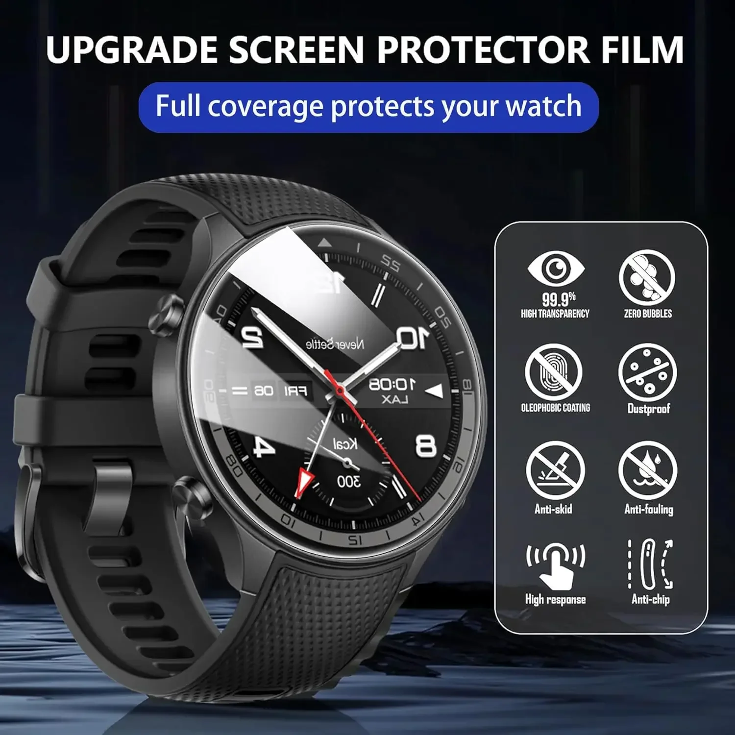 Tempered Glass Screen Protector for Amazfit T-Rex 3 Premium Full Coverage Protective Film Watch Glassed Protectors for T-Rex 3