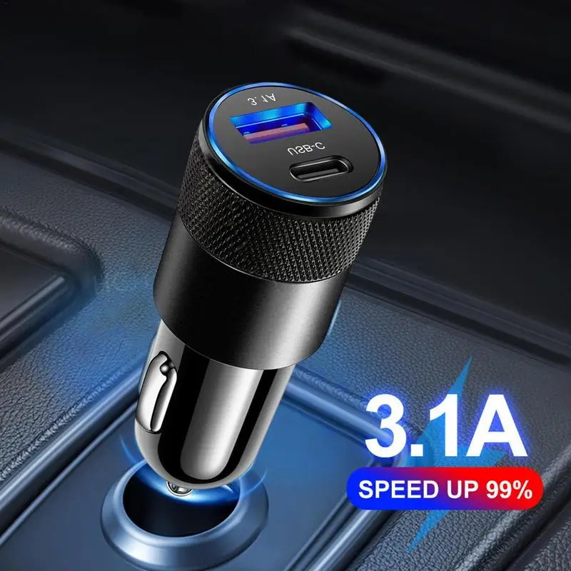 Car Phone Plug Charger Adapters Universal USB Car Charger Metal Socket Vehicle Laptop Computer Charging Supplies Car Accessories