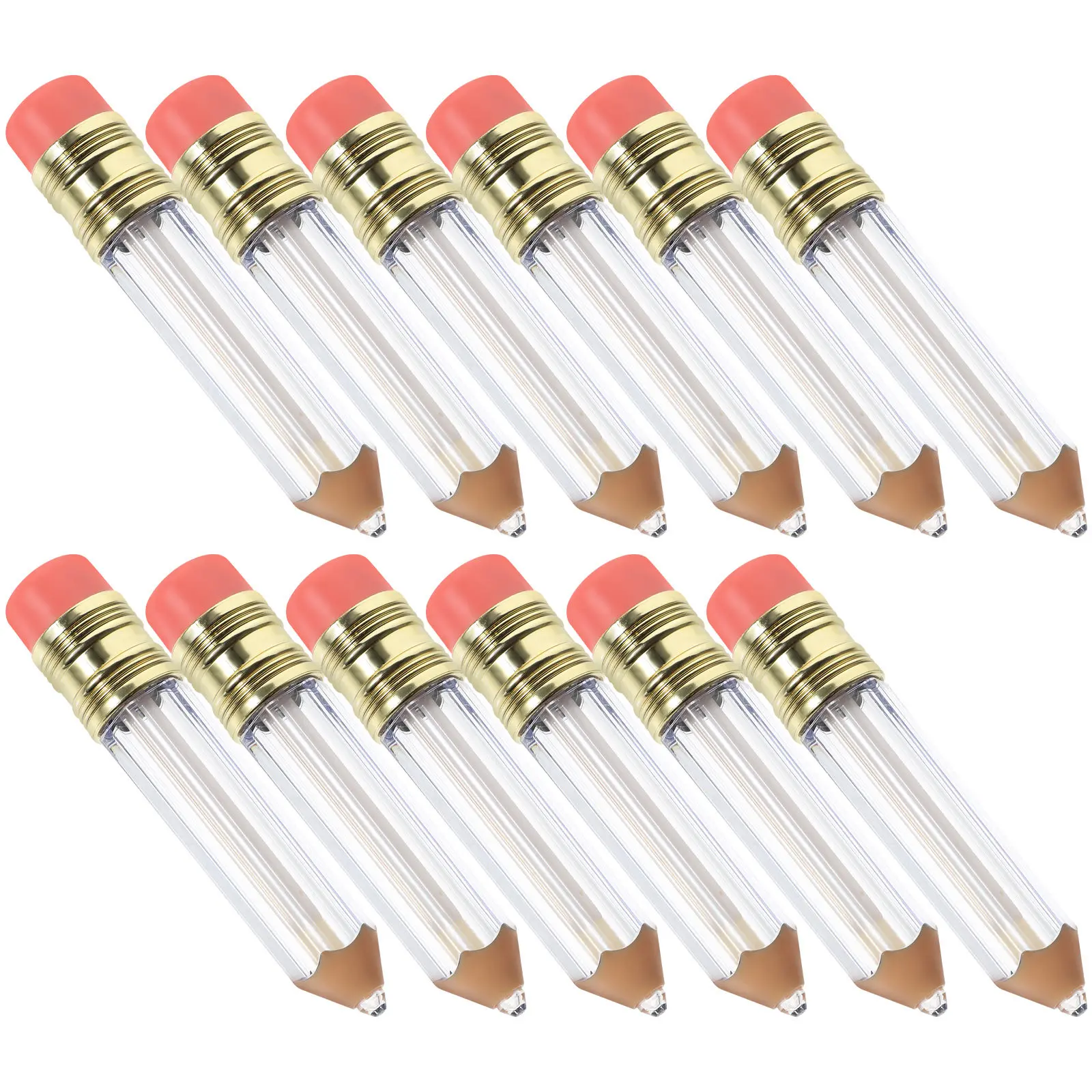 

12Pcs Lip Gloss Tubes Clear Pencil Design Refillable Travel Empty Lip Balm Containers Sample Packing Makeup Supplies