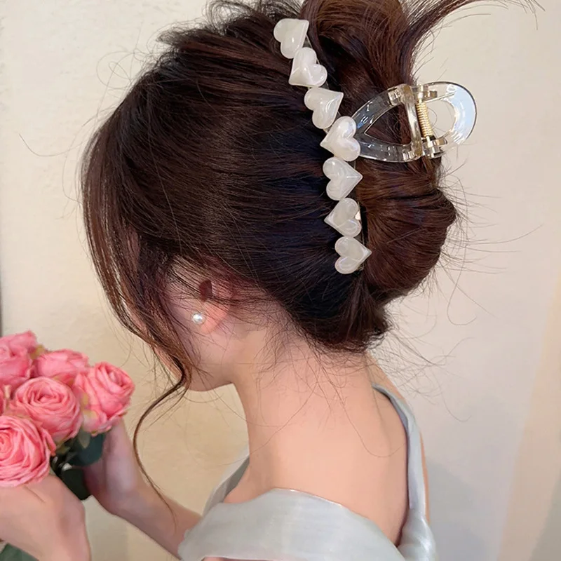 Vintage Jelly Love Scratch Clip Large Crab Hair Scratch Clip Ponytail Clip Korean Girl Fashion Claw Headdress Summer Accessories image 3